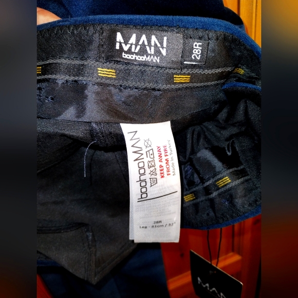 Mens Pleated Navy Blue Smart Pants - Picture 2 of 4